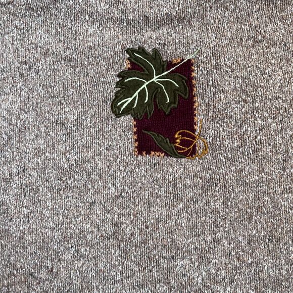 Draper's and Damon's Sweater Vintage Fall Women's M Brown Patchwork Leaves - Picture 4 of 9